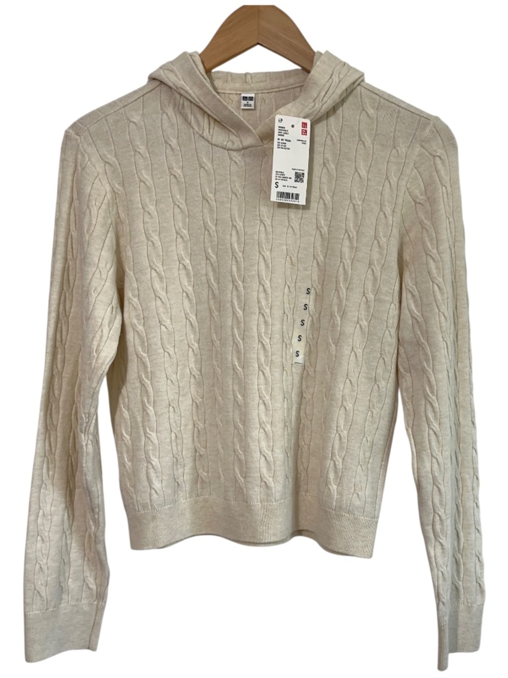 NWT Uniqlo Womens Cable Knit Hoodie Pullover Top Sweater Size S Fall Casual - Picture 5 of 5